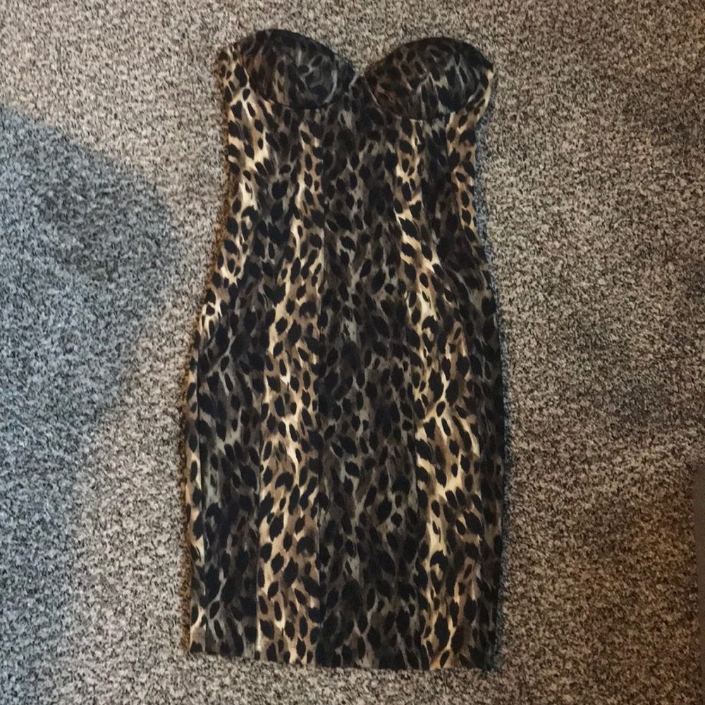 Kardashian Kollection Cheetah Leopard Bodycon Strapless Dress